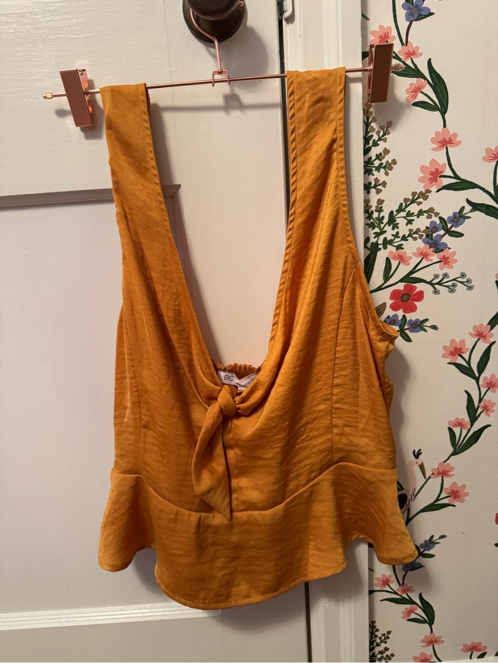 BCBGeneration Mustard Tie-Front Peplum Camisole